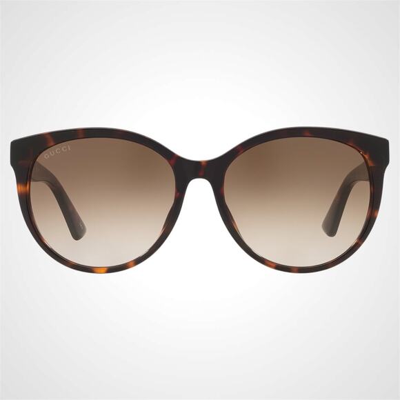 New GUCCI Sunglasses 56mm Brown Tortoise Round Gold Metal Interlocking GG Logo - Picture 2 of 4